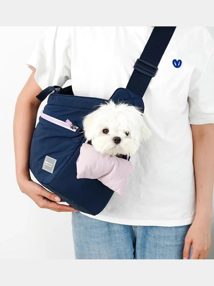 Sophisticated Comfort Sling Pet Carrier with Hands-Free Design
