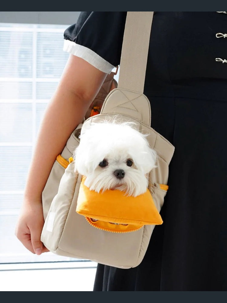 Sophisticated Comfort Sling Pet Carrier with Hands-Free Design