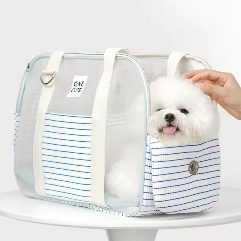 Chic Stripe Pet Carrier Bag